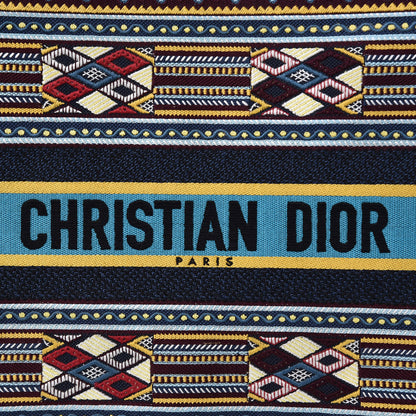 Christian Dior Canvas Embroidered Book Tote Blue Multicolor 8 of 10