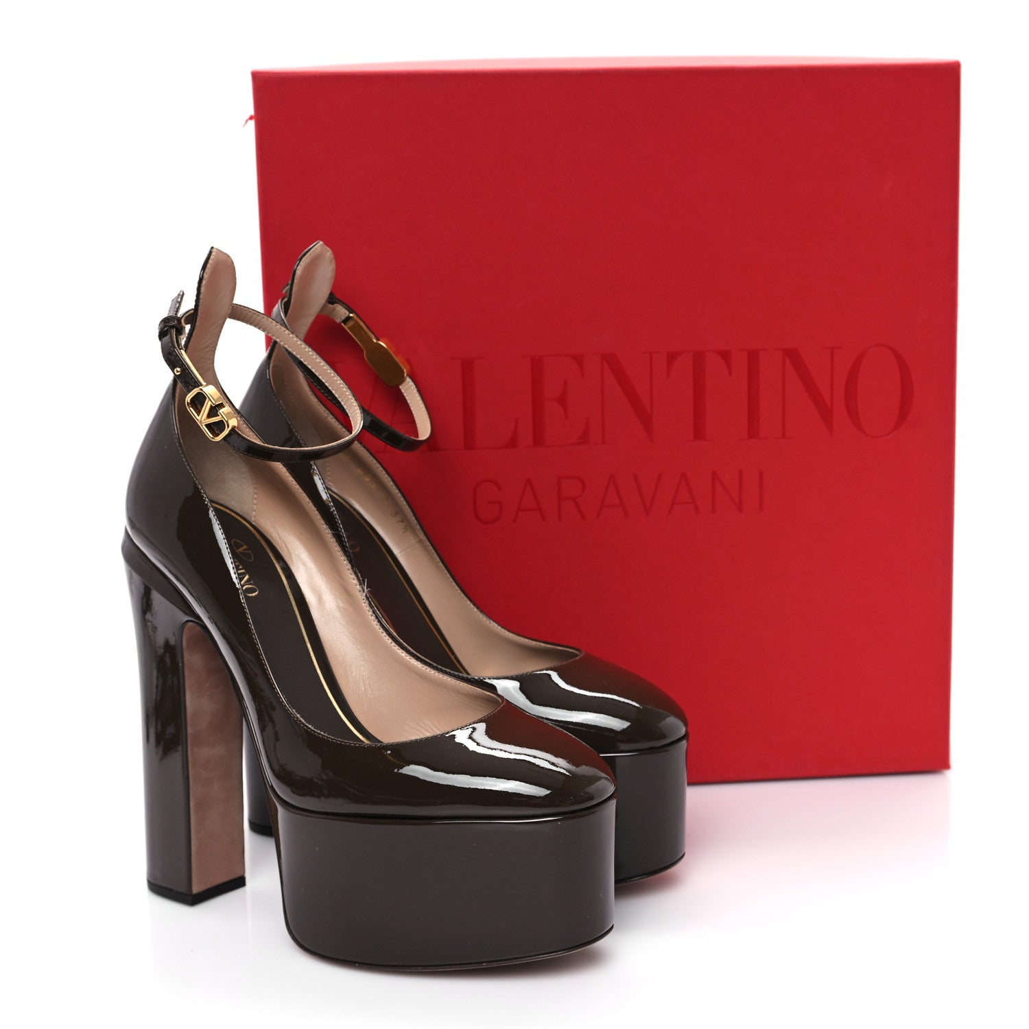 Valentino Garavani Patent Tan-Go 55/155mm Platform Pumps 37.5 Dark Brown 11 of 11