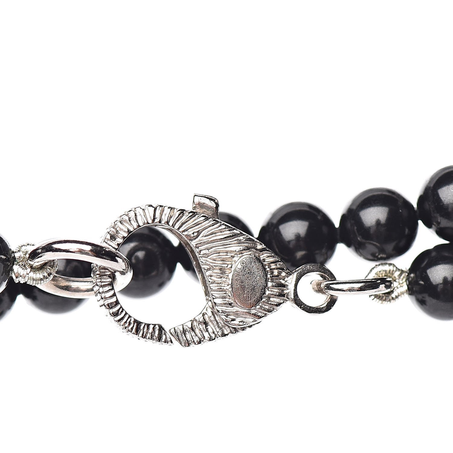Chanel Ruthenium Crystal Baguette Pearl Beaded CC Long Necklace Black 4 of 5