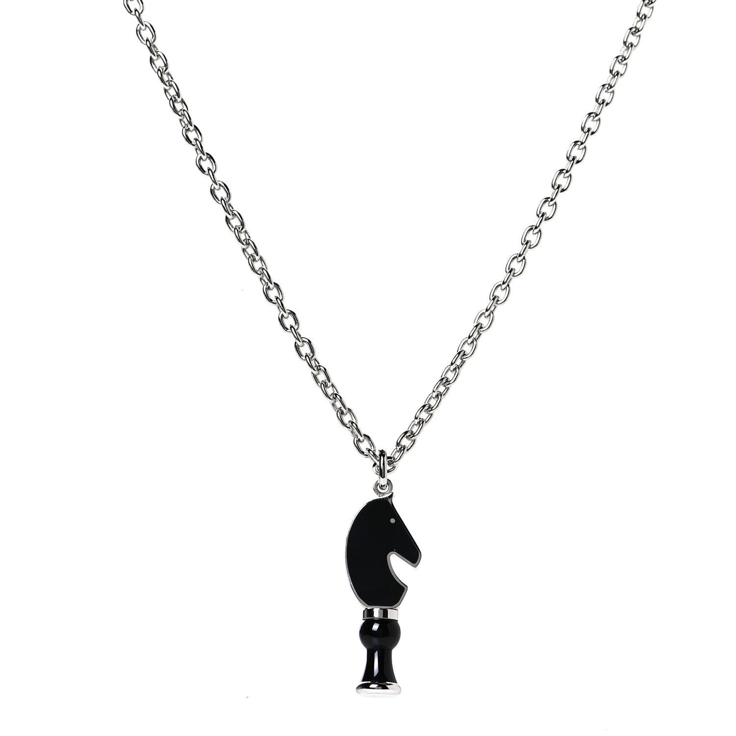 Lacquered Palladium Cavalier Necklace Black