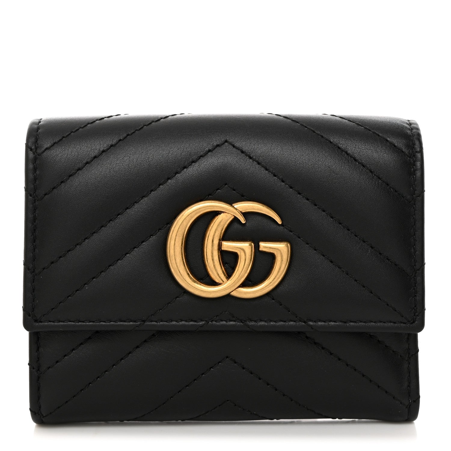 Gucci Calfskin Matelasse GG Marmont Wallet Black 1 of 8
