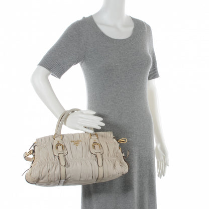 Prada Nappa Leather Gaufre Tote Beige 2 of 7