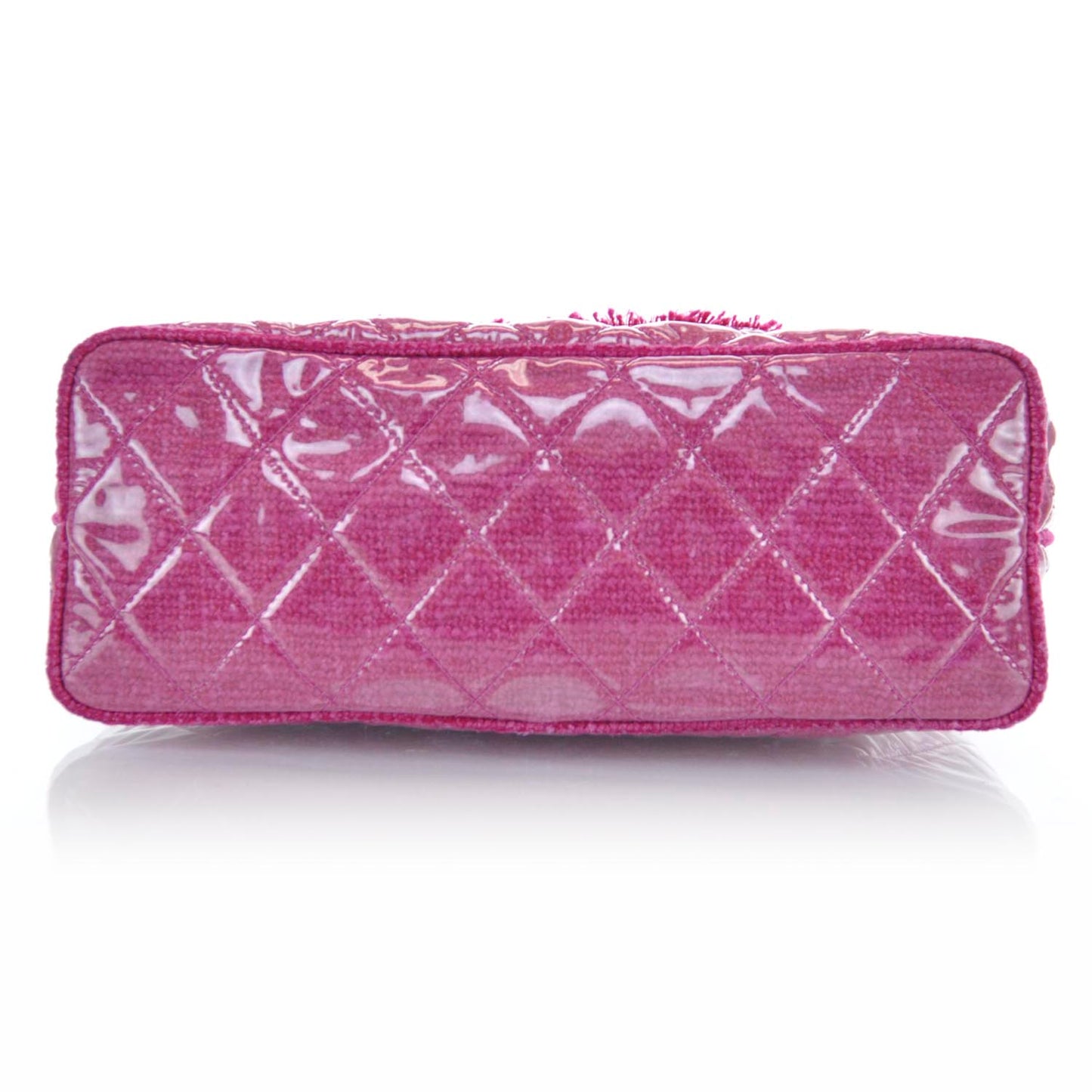 Vinyl Quilted Funny Tweed Tote Fuchsia