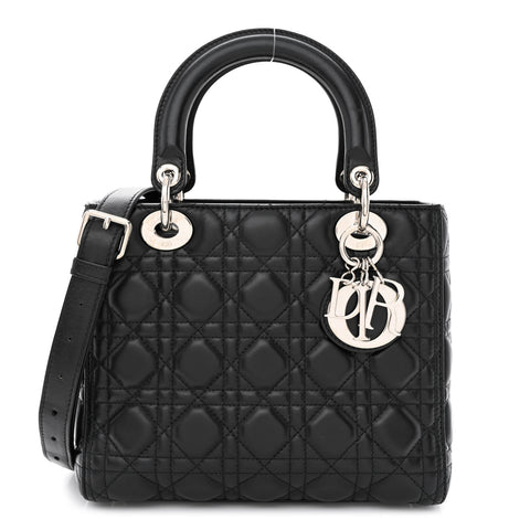 Lambskin Cannage Medium Lady Dior Black