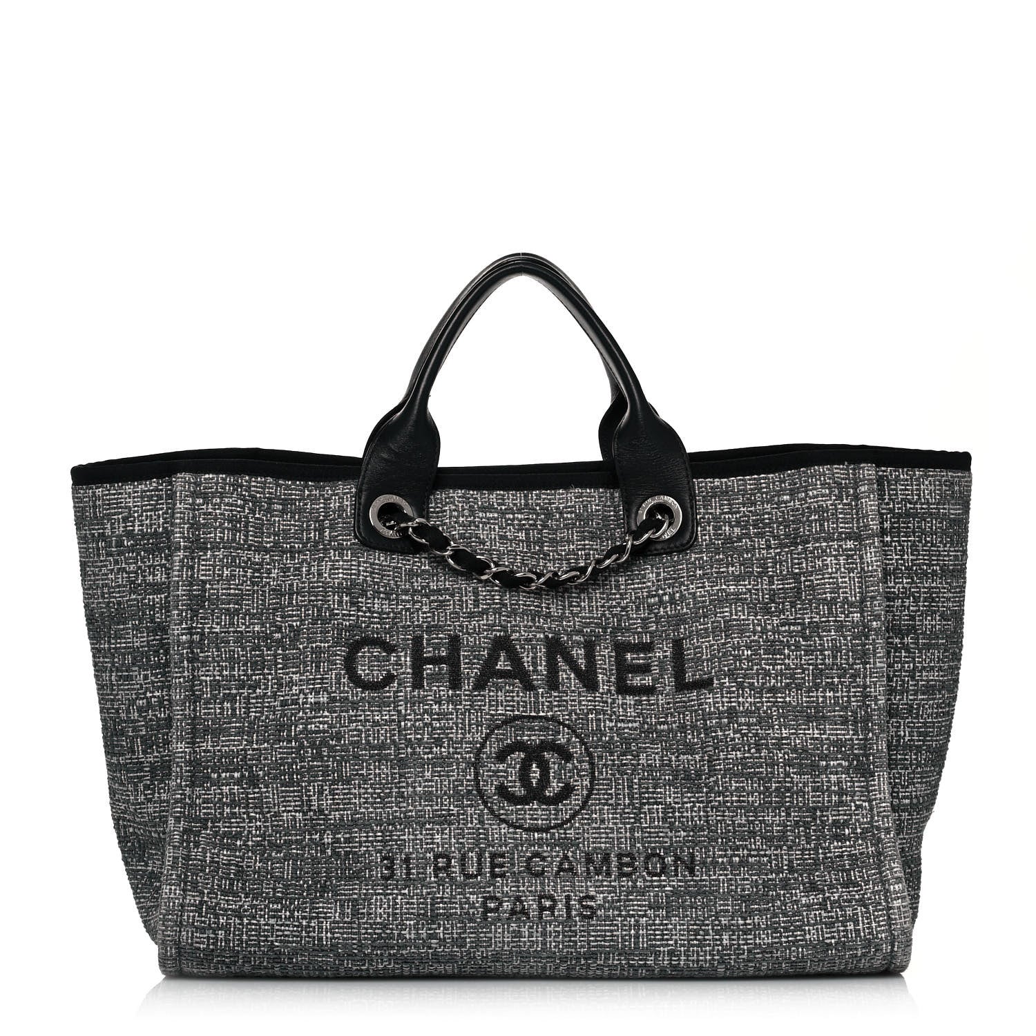 Chanel Canvas Medium Deauville Tote Charcoal 1 of 11