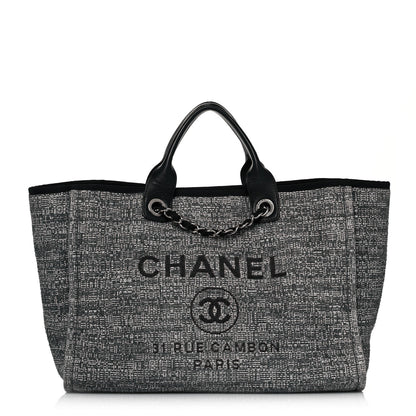 Chanel Canvas Medium Deauville Tote Charcoal 1 of 11