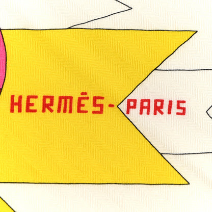 Hermes Cashmere Silk Cheval De Fete Shawl 140 Rose Vif White Multicolor 2 of 5