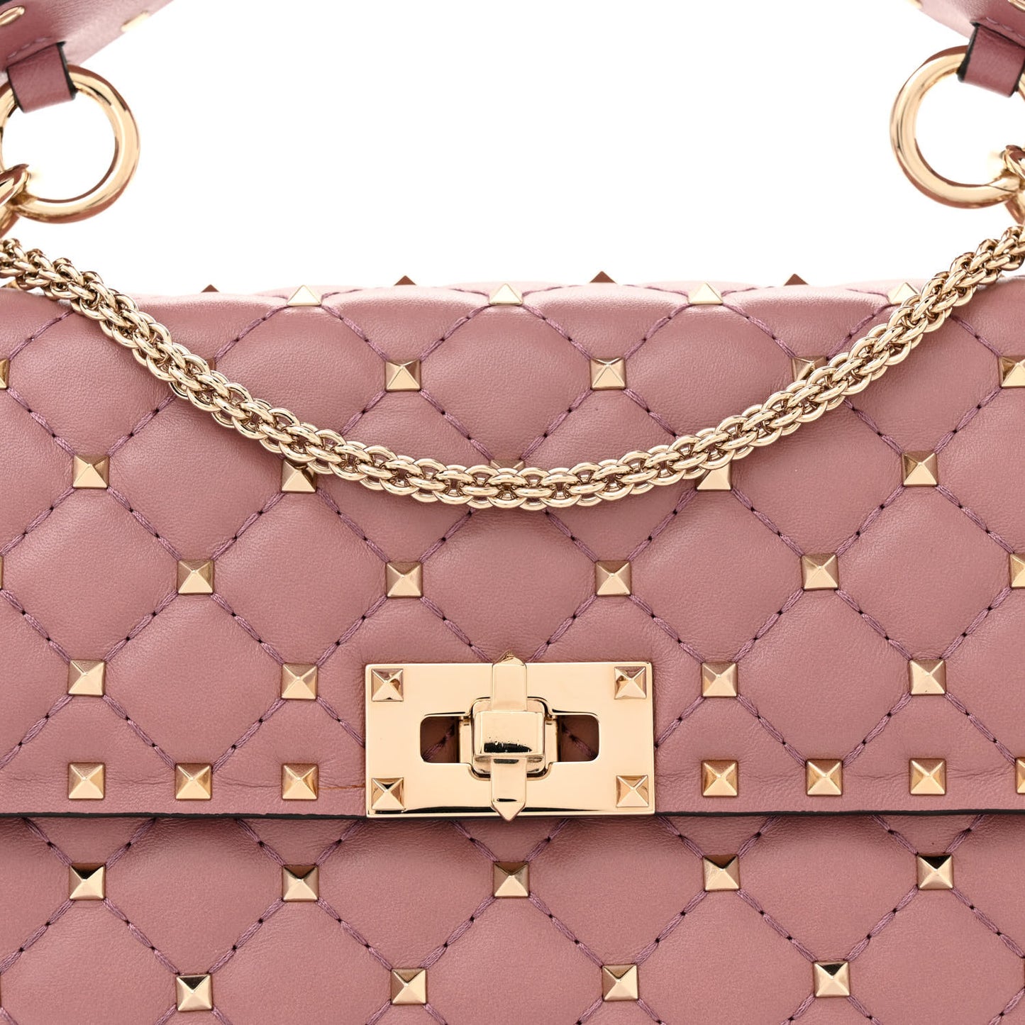 Lambskin Medium Rockstud Spike Shoulder Bag Antique Rose