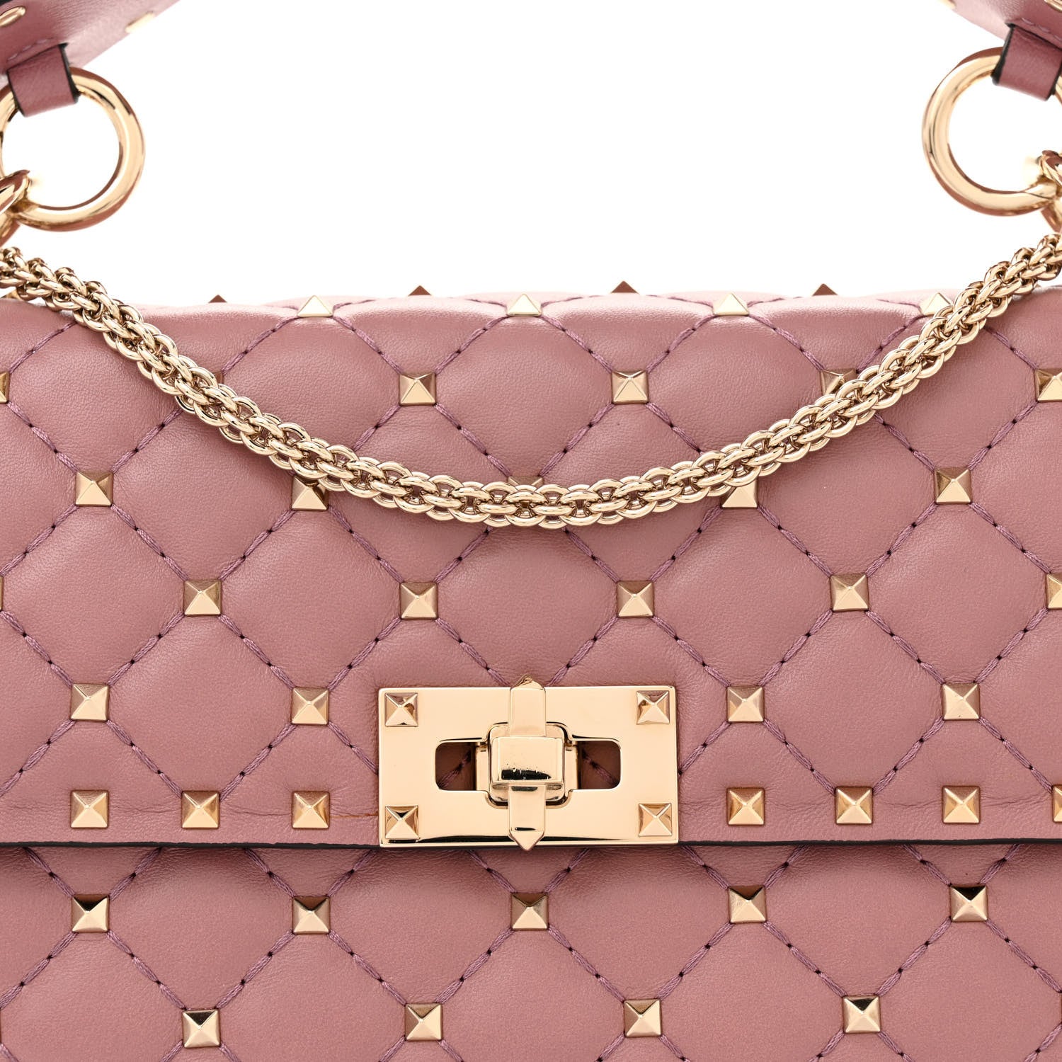 Valentino Garavani Lambskin Medium Rockstud Spike Shoulder Bag Antique Rose 7 of 11
