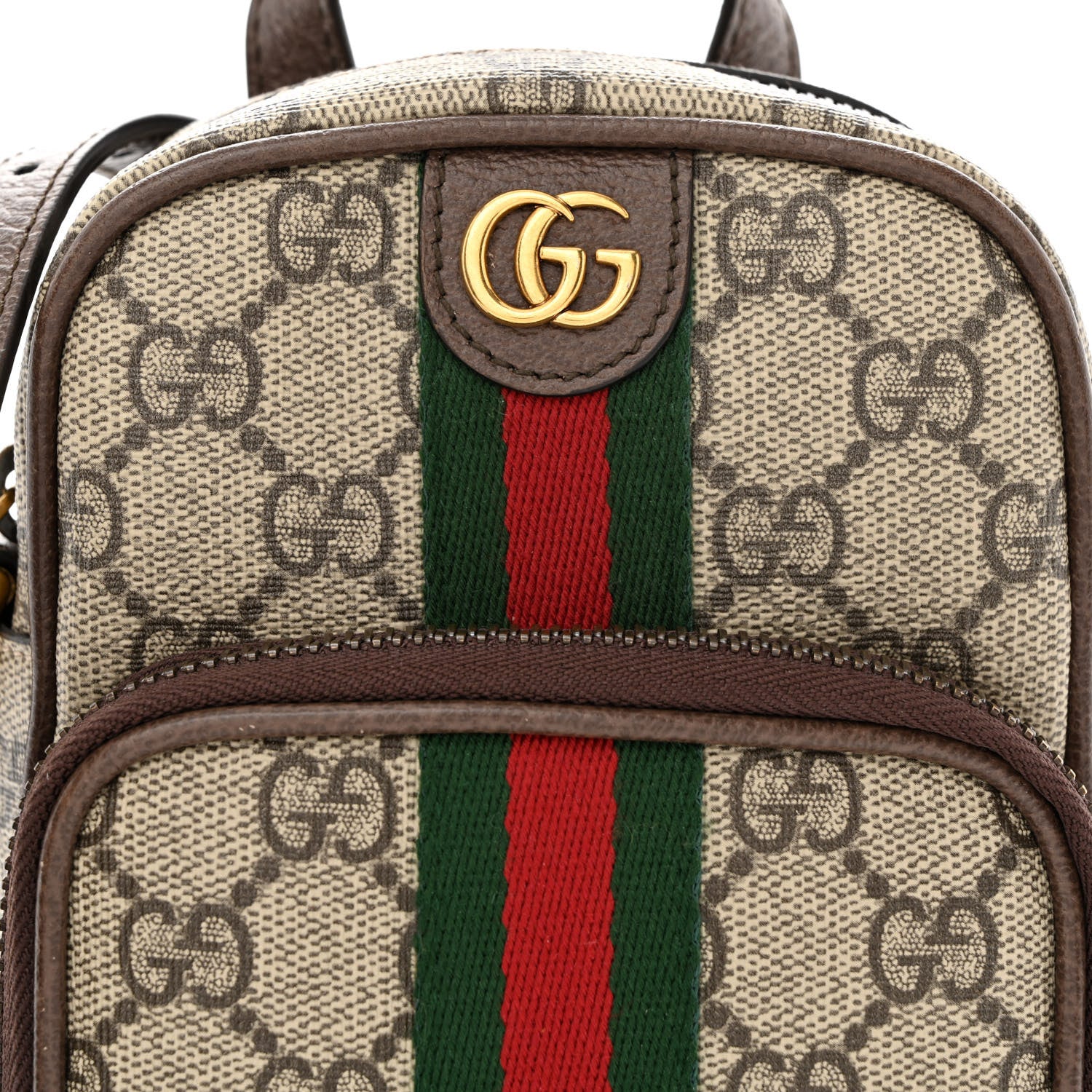 Gucci GG Supreme Monogram Web Mini Ophidia Double Zip Messenger Bag Beige New Acero 8 of 11