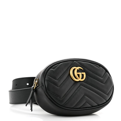 Gucci Calfskin Matelasse GG Marmont Belt Bag 105 42 Black 4 of 10