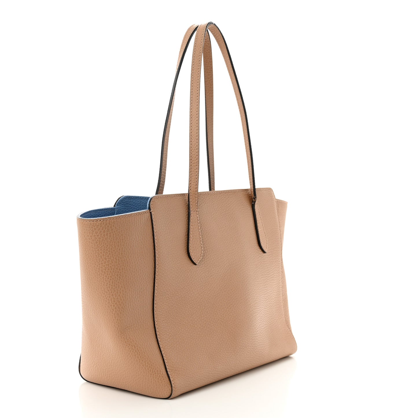 Dollar Calfskin Small Swing Tote Camelia Mineral Blue