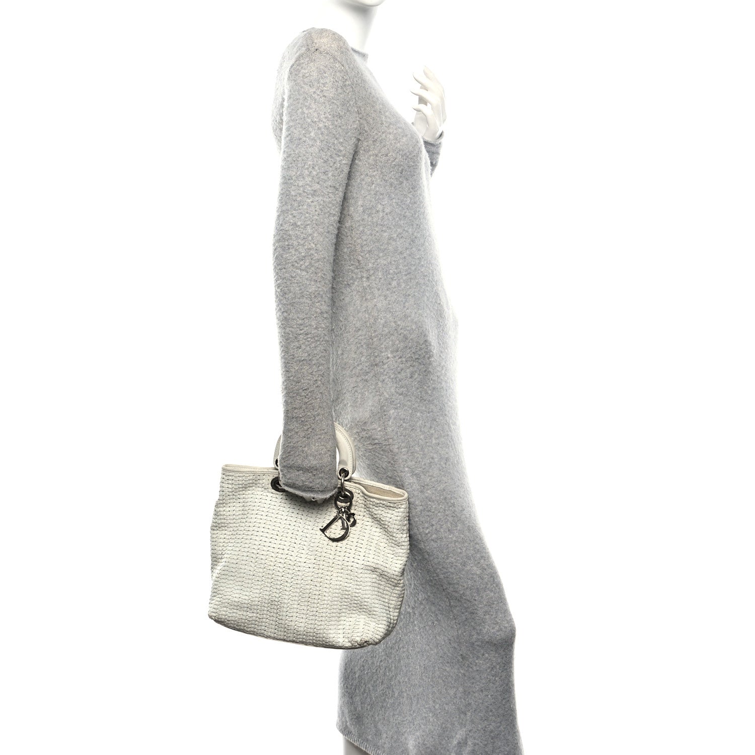Christian Dior Lambskin Woven Dior Tote White 2 of 9