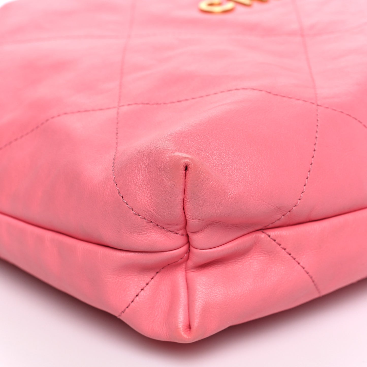 Shiny Calfskin Quilted Chanel 22 Drawstring Bag Coral Pink Coral Pink
