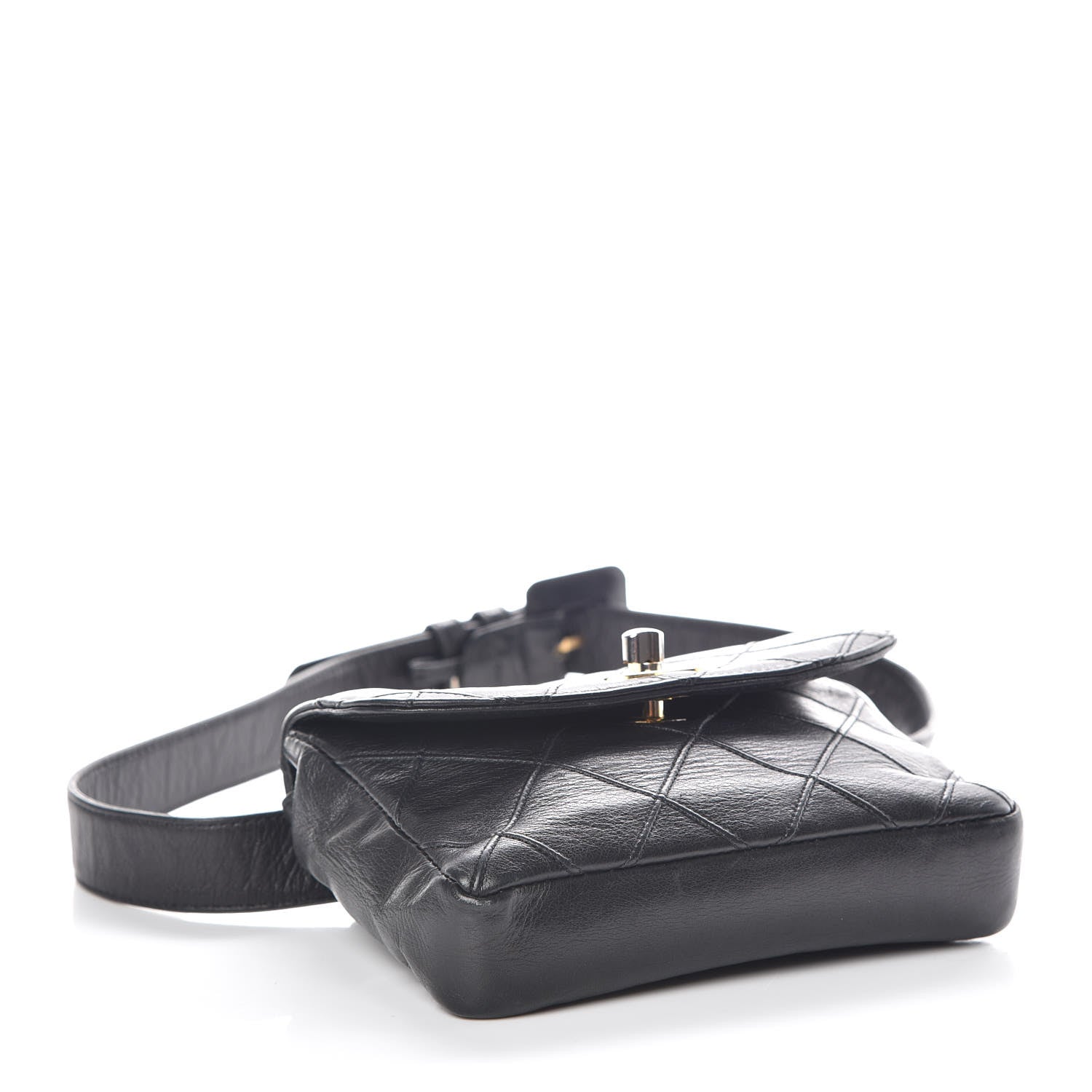 Chanel Lambskin Diamond Stitched Flap Waist Belt Bag 70 28 Black 4 of 12