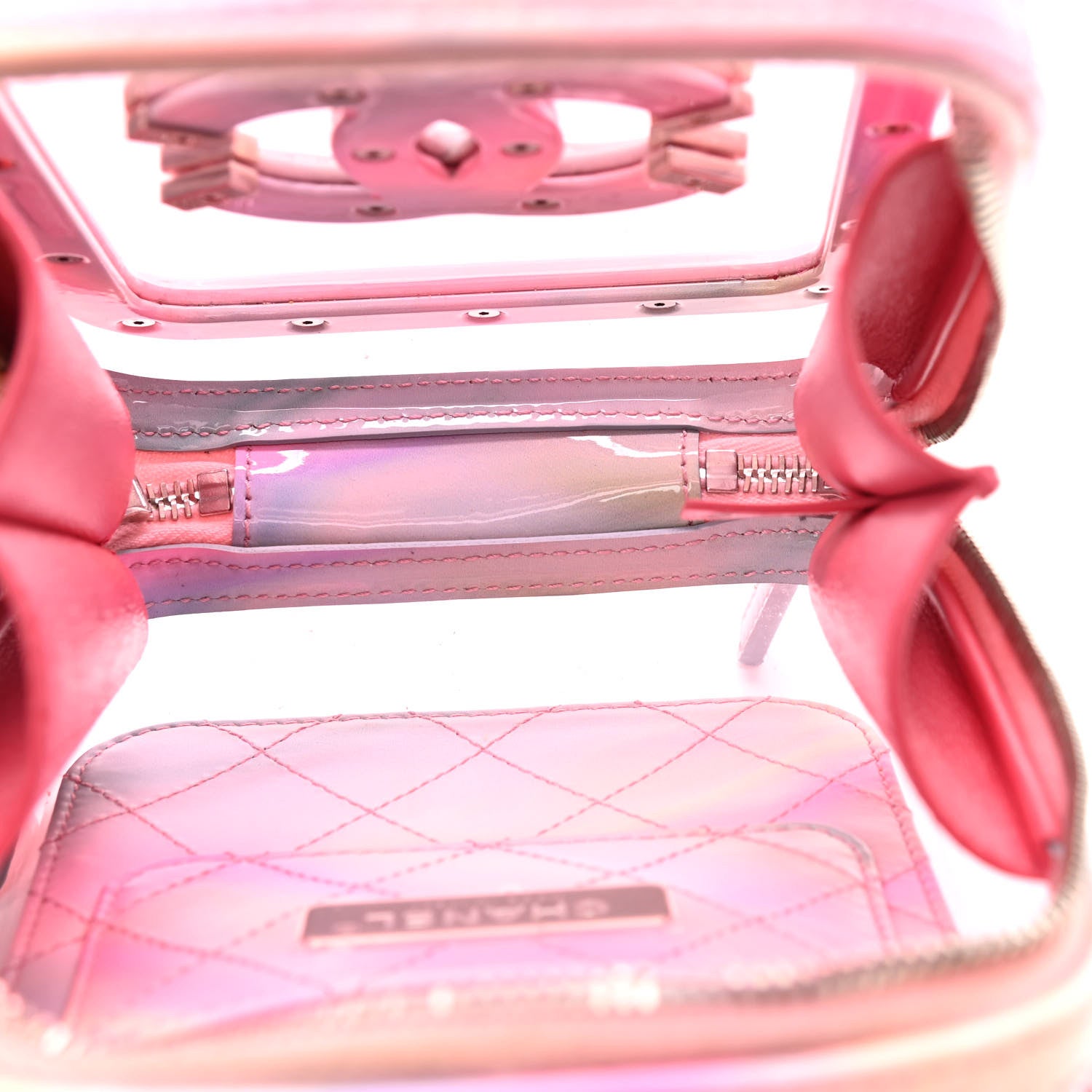 Chanel PVC Patent Calfskin Patent Lambskin Vertical Vanity Case Pink 5 of 11
