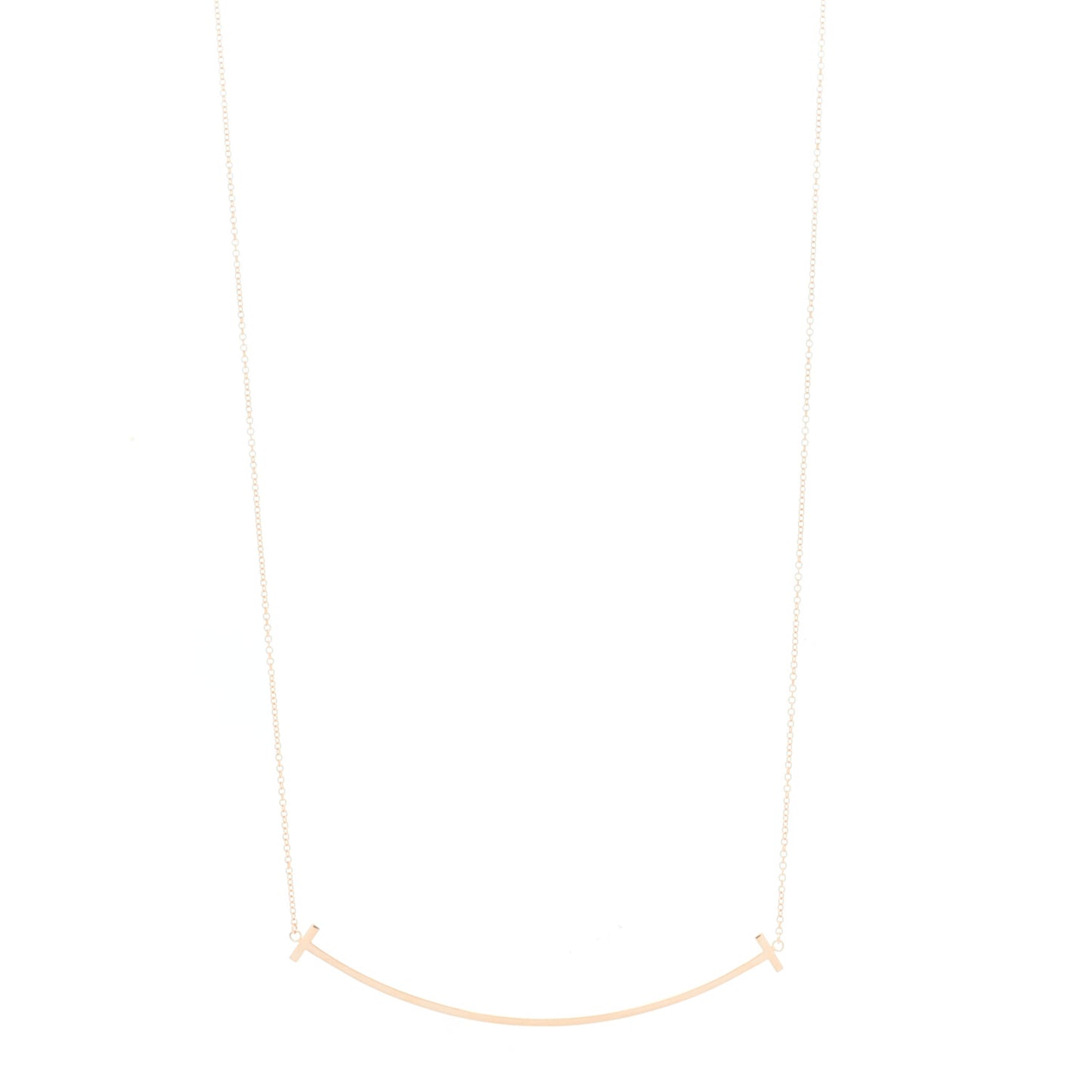 18K Rose Gold Large T Smile Pendant Necklace