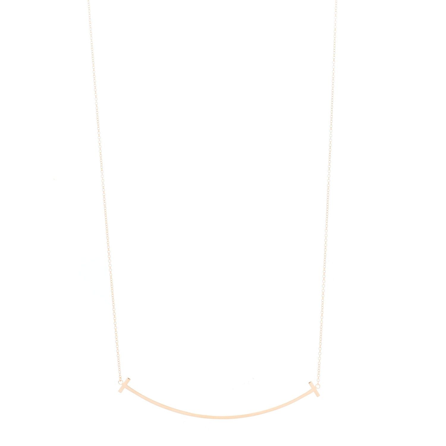 Tiffany 18K Rose Gold Large T Smile Pendant Necklace 1 of 4