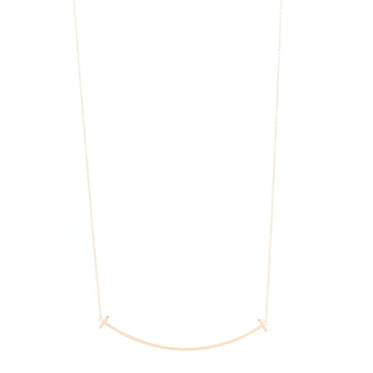 Tiffany 18K Rose Gold Large T Smile Pendant Necklace 1 of 4