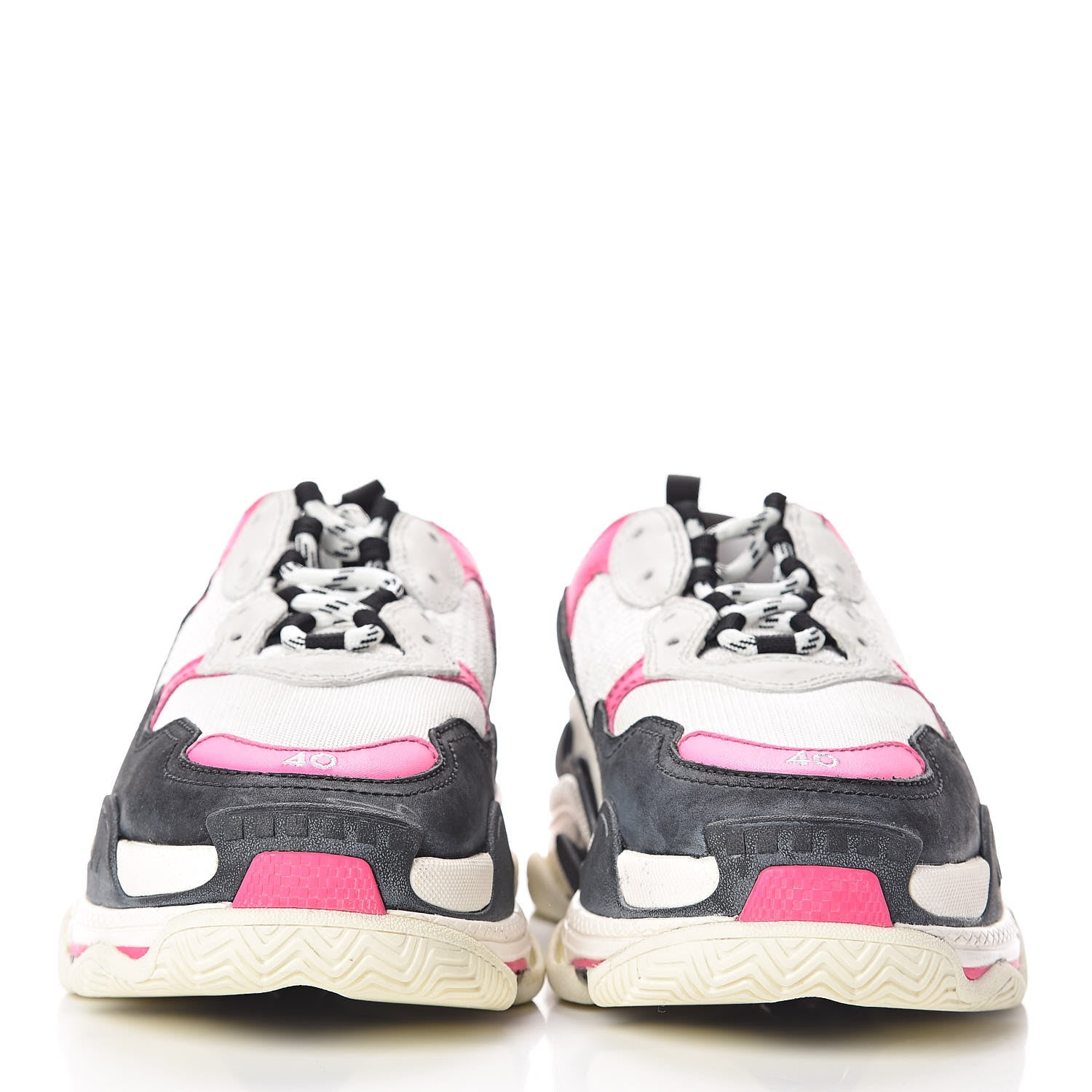 Balenciaga Fabric Mesh Womens Triple S Sneakers 40 Rose Fluo Black White 2 of 9