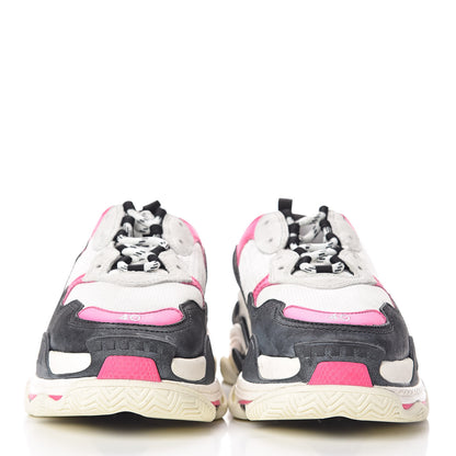 Balenciaga Fabric Mesh Womens Triple S Sneakers 40 Rose Fluo Black White 2 of 9