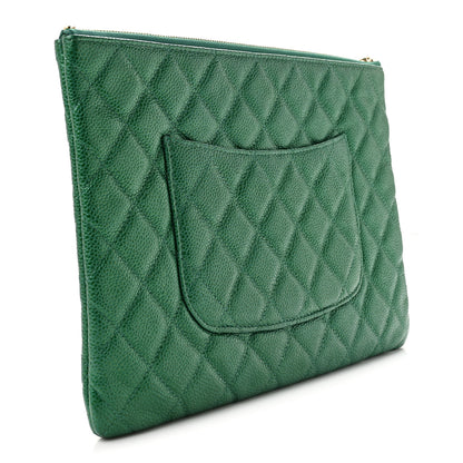 Chanel Metallic Caviar Quilted Medium Cosmetic Case Green 3 of 8
