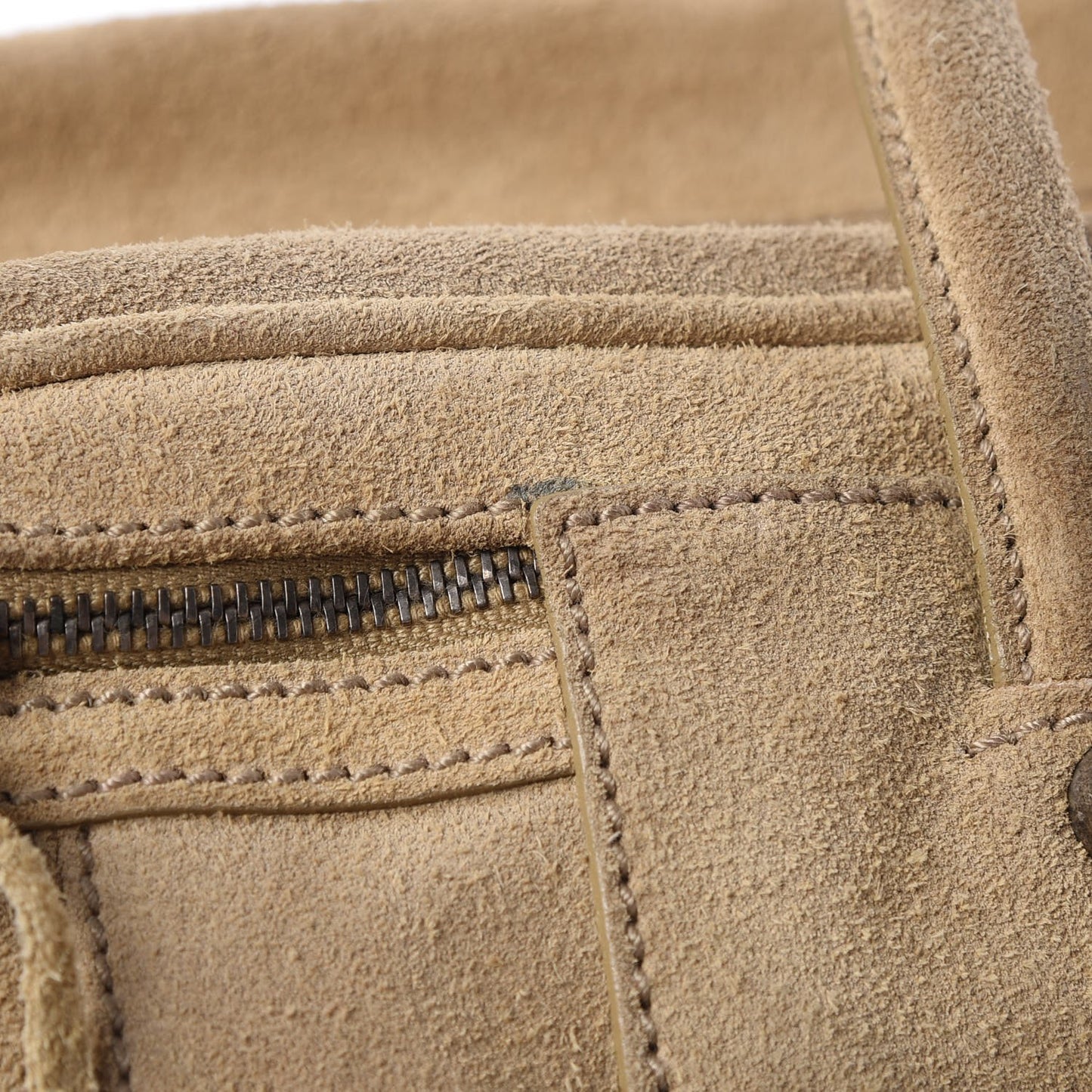 Suede Multi Zip Lariat Bag Beige