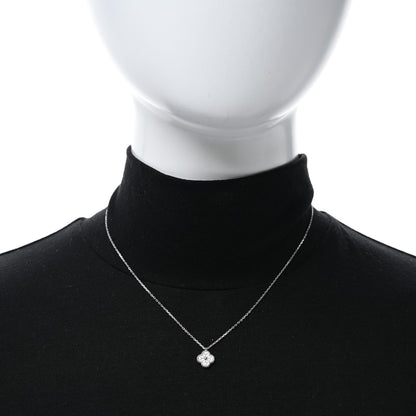 Van Cleef & Arpels 18K White Gold Diamond Sweet Alhambra Pendant Necklace 2 of 4