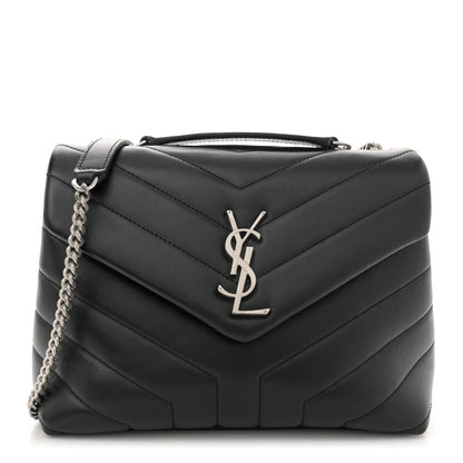 Saint Laurent Calfskin Y Quilted Monogram Small Loulou Chain Satchel Black 1 of 10