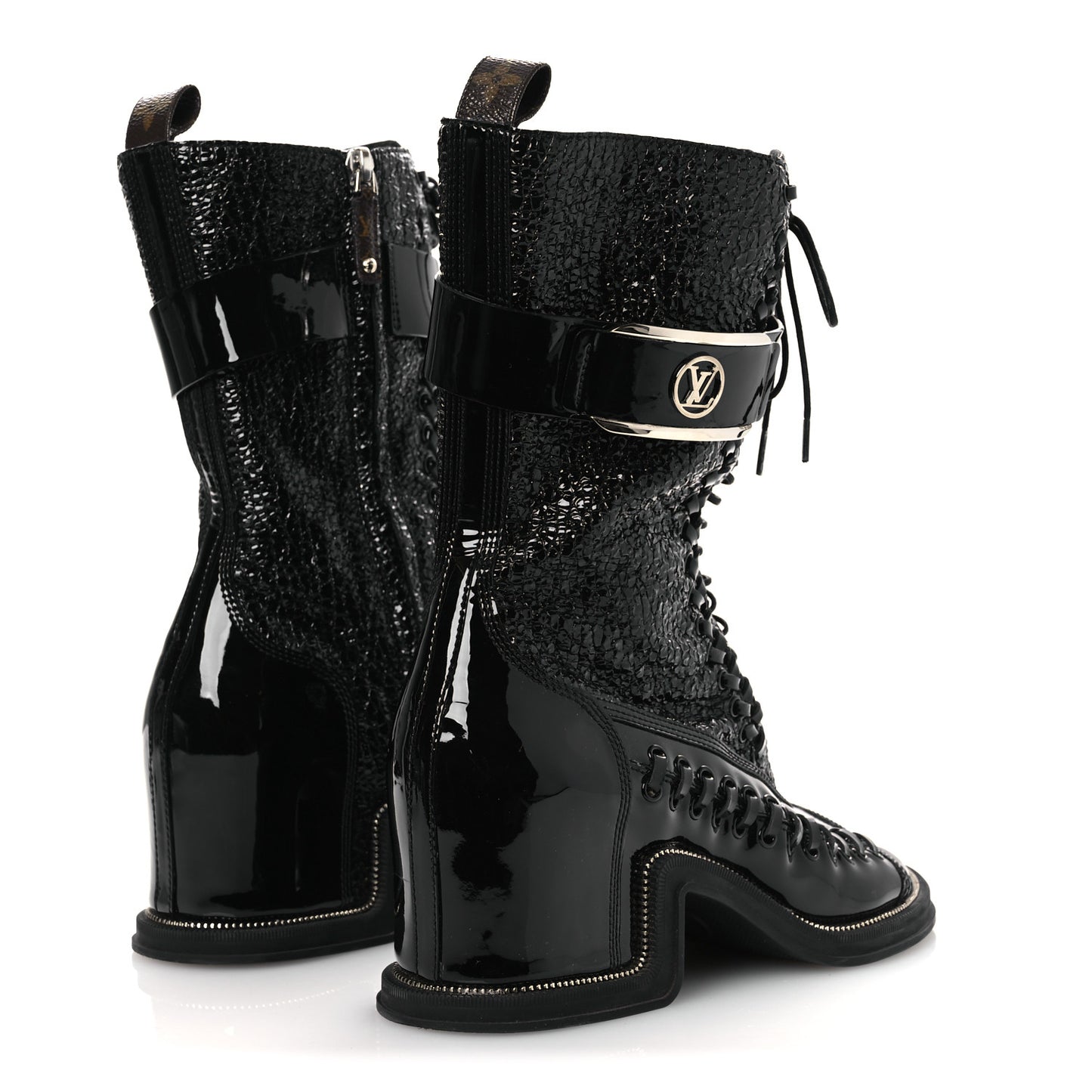 Patent Goatskin Monogram Moonlight Half Boots 37 Black