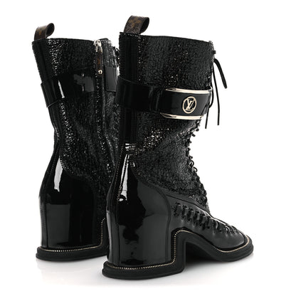 Louis Vuitton Patent Goatskin Monogram Moonlight Half Boots 37 Black 5 of 12