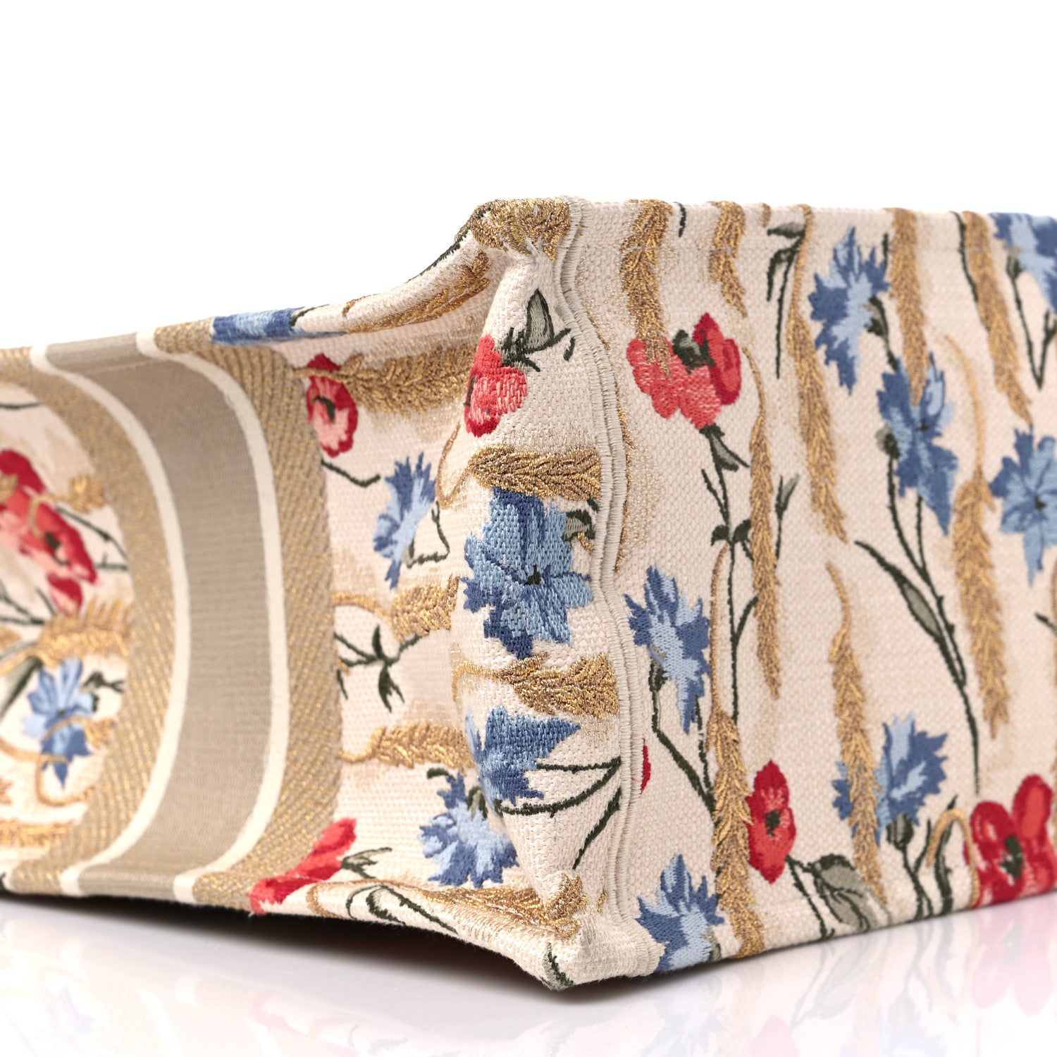 Christian Dior Canvas Embroidered Medium Hibiscus Book Tote Beige Multicolor 8 of 9