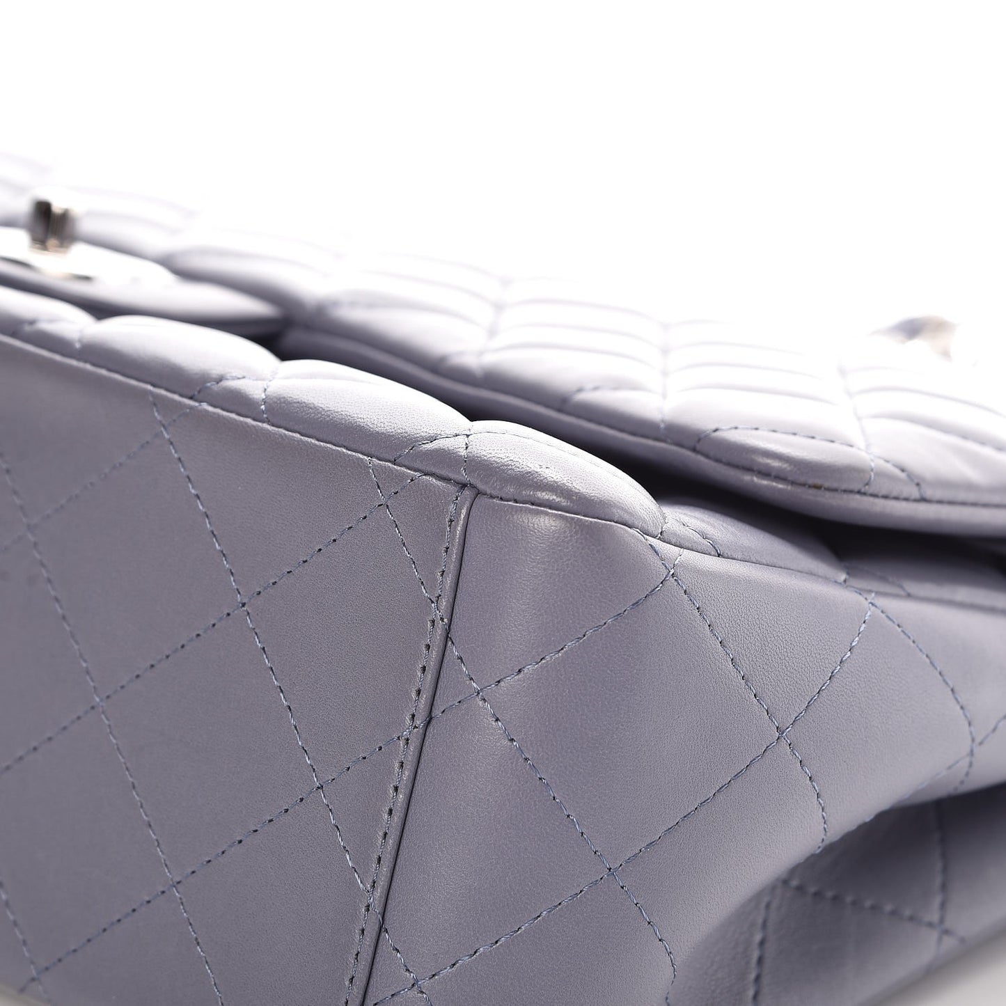 Lambskin Quilted Maxi Double Flap Grey