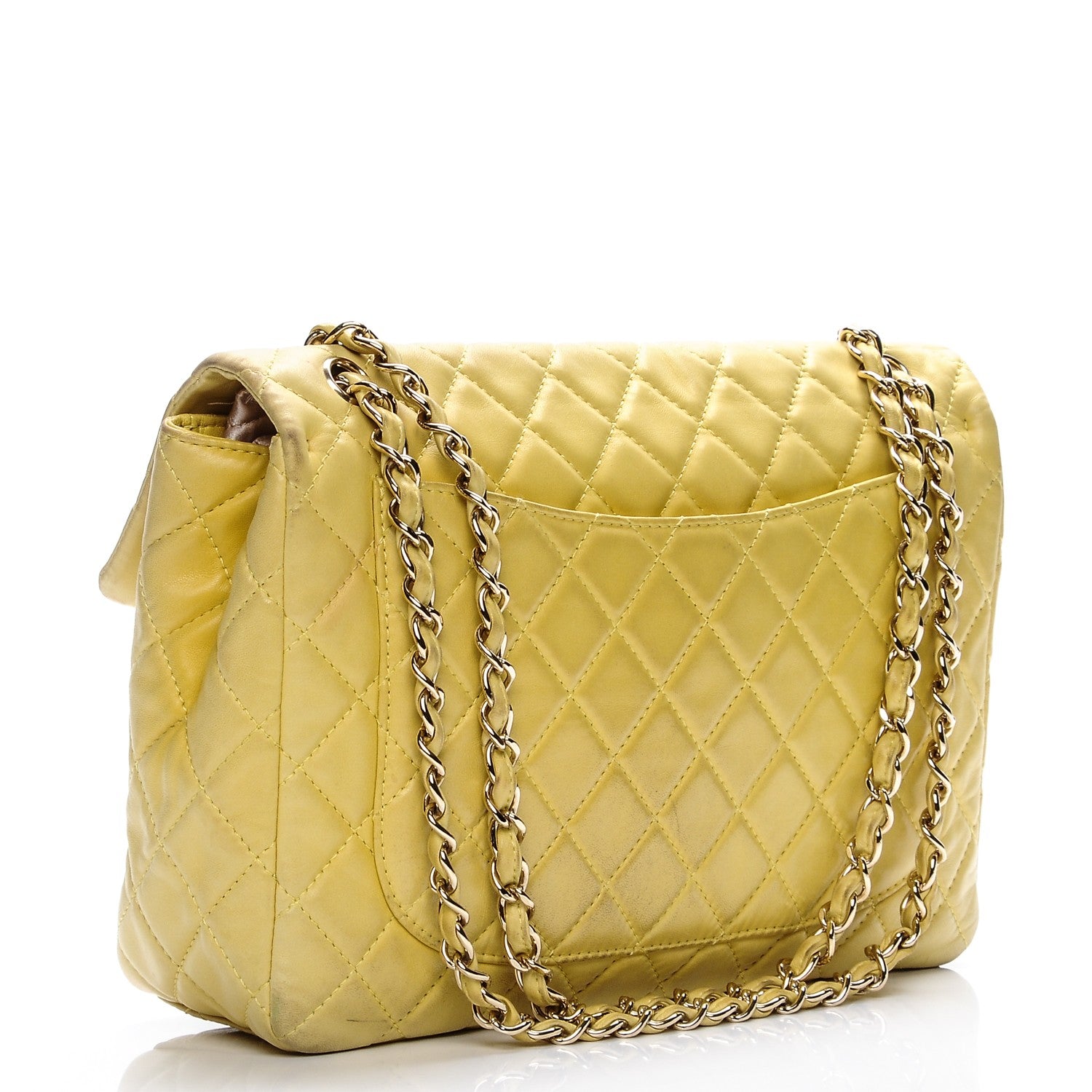 Chanel Lambskin Quilted Maxi Single Flap Yellow 3 of 20