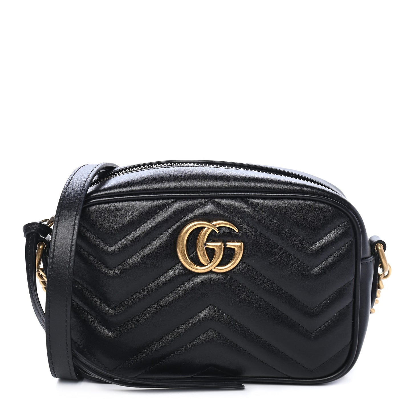 Calfskin Matelasse Mini GG Marmont Chain Shoulder Bag Black