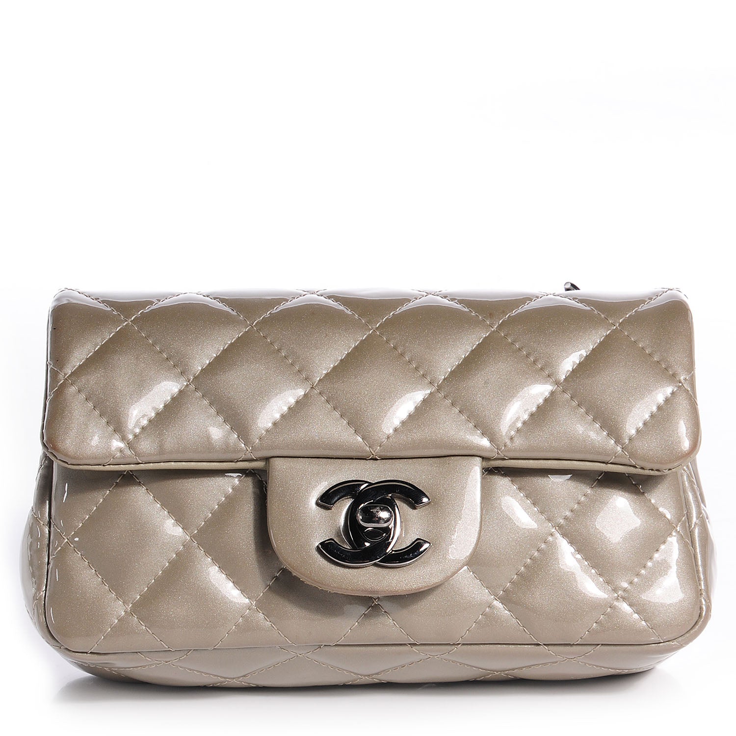 Chanel Patent Quilted Extra Mini Flap Grey 1 of 8