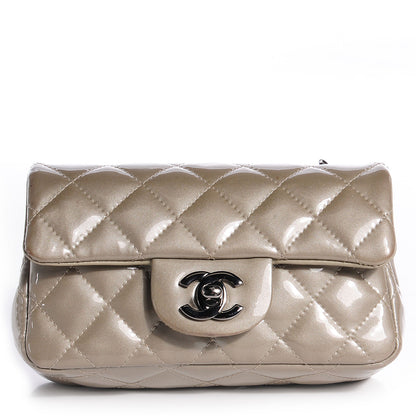 Chanel Patent Quilted Extra Mini Flap Grey 1 of 8