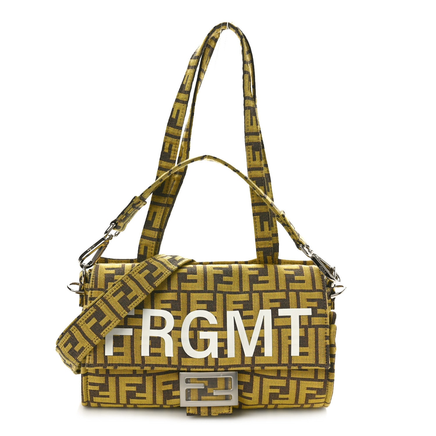 Fendi x FRGMT Woven Fabric Jacquard FF Embroidered Baguette Foldable Tote Mimosa 1 of 14