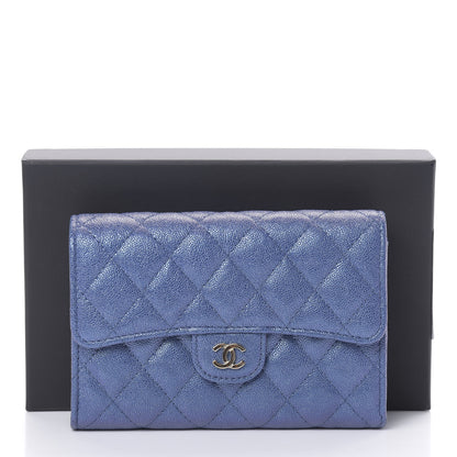 Chanel Iridescent Caviar Quilted Medium Flap Wallet Blue 9 of 9