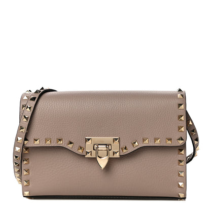 Valentino Garavani Pebbled Calfskin Medium Rockstud Flip Lock Crossbody Bag Poudre 1 of 11
