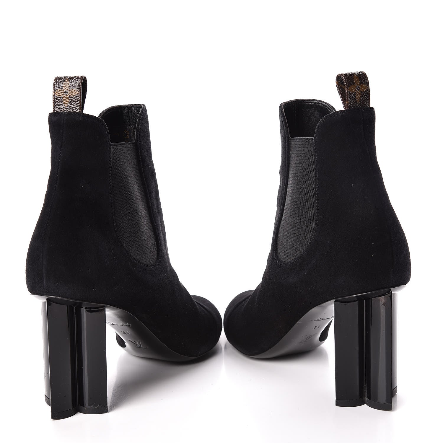 Louis Vuitton Suede Monogram Uniformes Cap Toe Chelsea 80mm Ankle Boots 39 Black 6 of 10