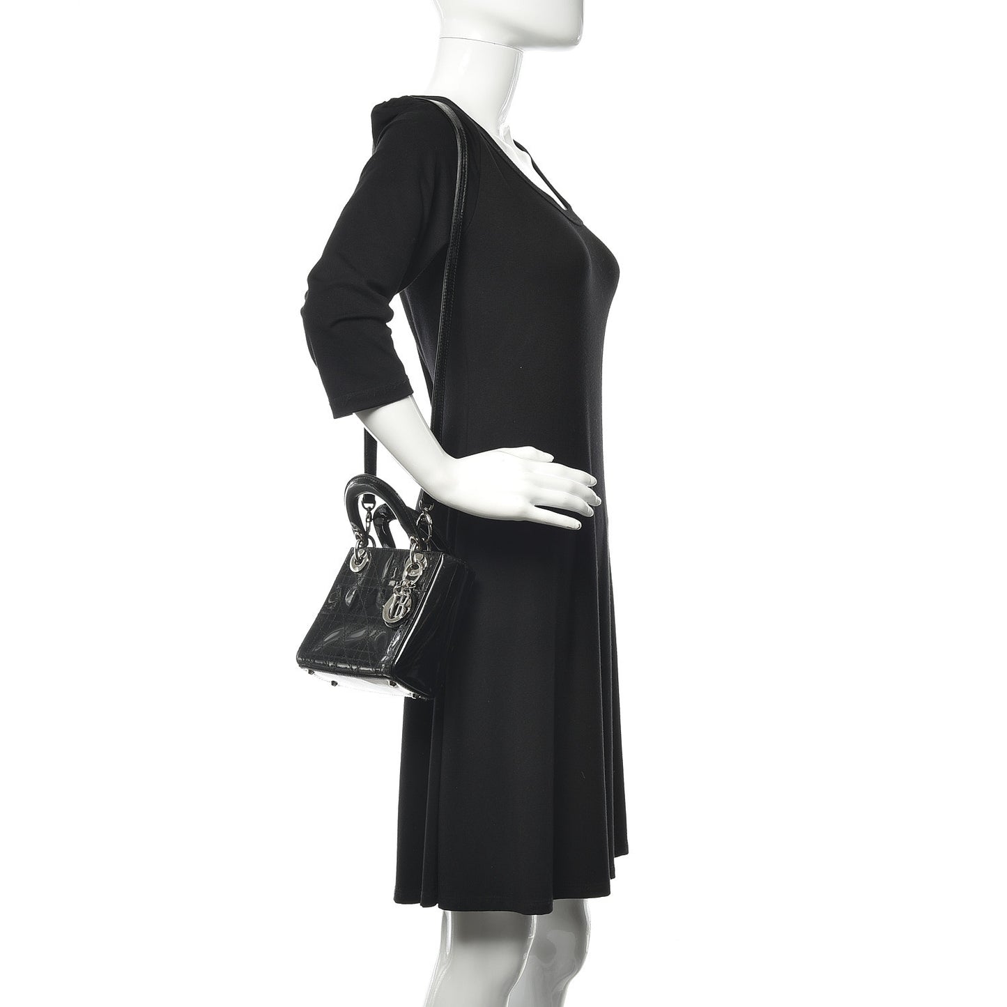 Patent Cannage Mini Lady Dior Black