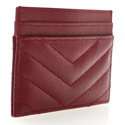 Saint Laurent Grain De Poudre Matelasse Chevron Monogram Credit Card Case Opyum Red 3 of 6