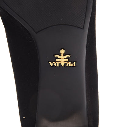 Prada Suede Block Heel Pump 37.5 Black 8 of 11