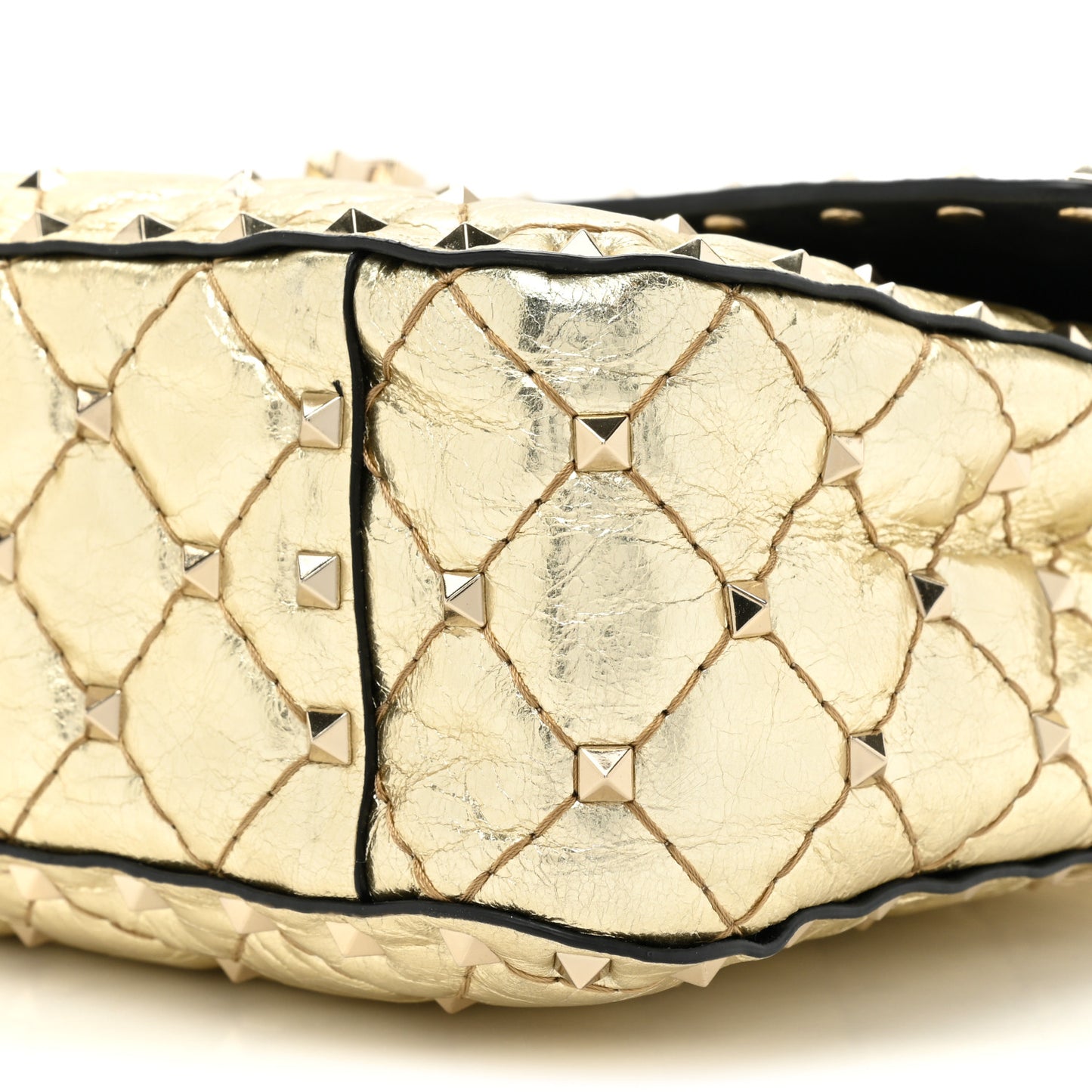 Metallic Wrinkled Lambskin Medium Rockstud Spike Shoulder Bag Mekong