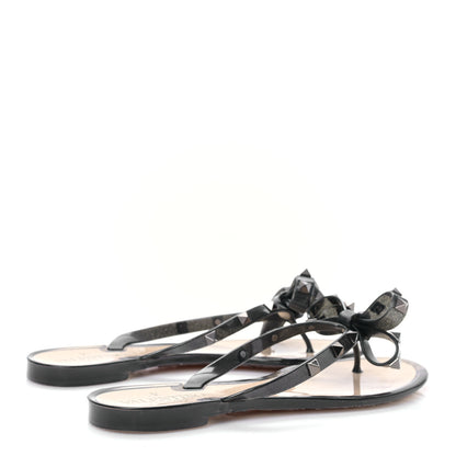 Valentino Garavani PVC Jelly Glitter Rockstud Bow Thong Sandals 37 Black 4 of 7