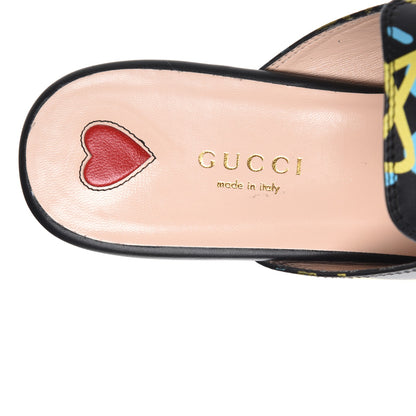 Gucci Calfskin GucciGhost Print Womens Princetown Slippers 38.5 Black New Acquamarine 7 of 9