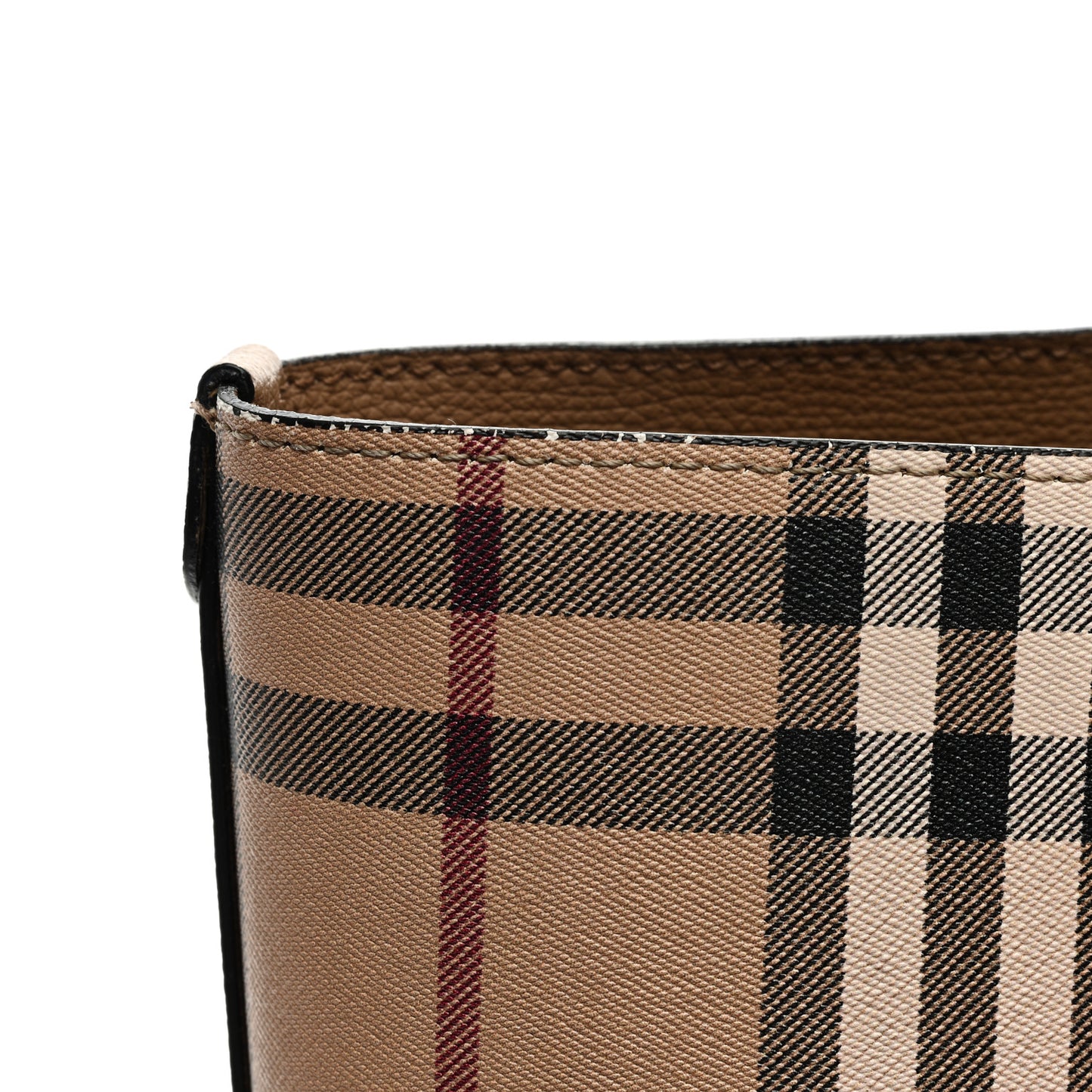 Grainy Calfskin Haymarket Check Small Reversible Tote Mid Camel