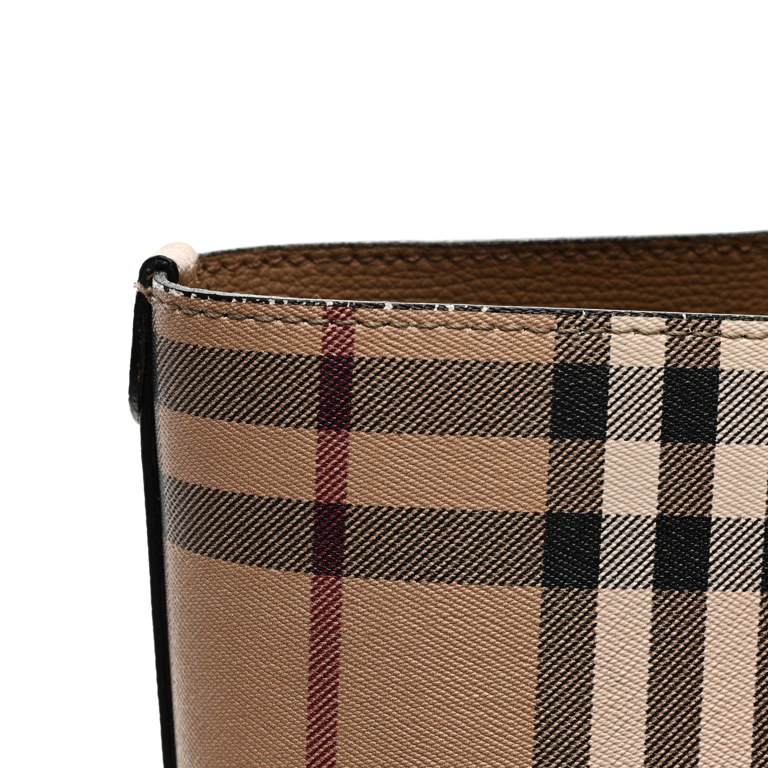 Burberry Grainy Calfskin Haymarket Check Small Reversible Tote Mid Camel 8 of 10