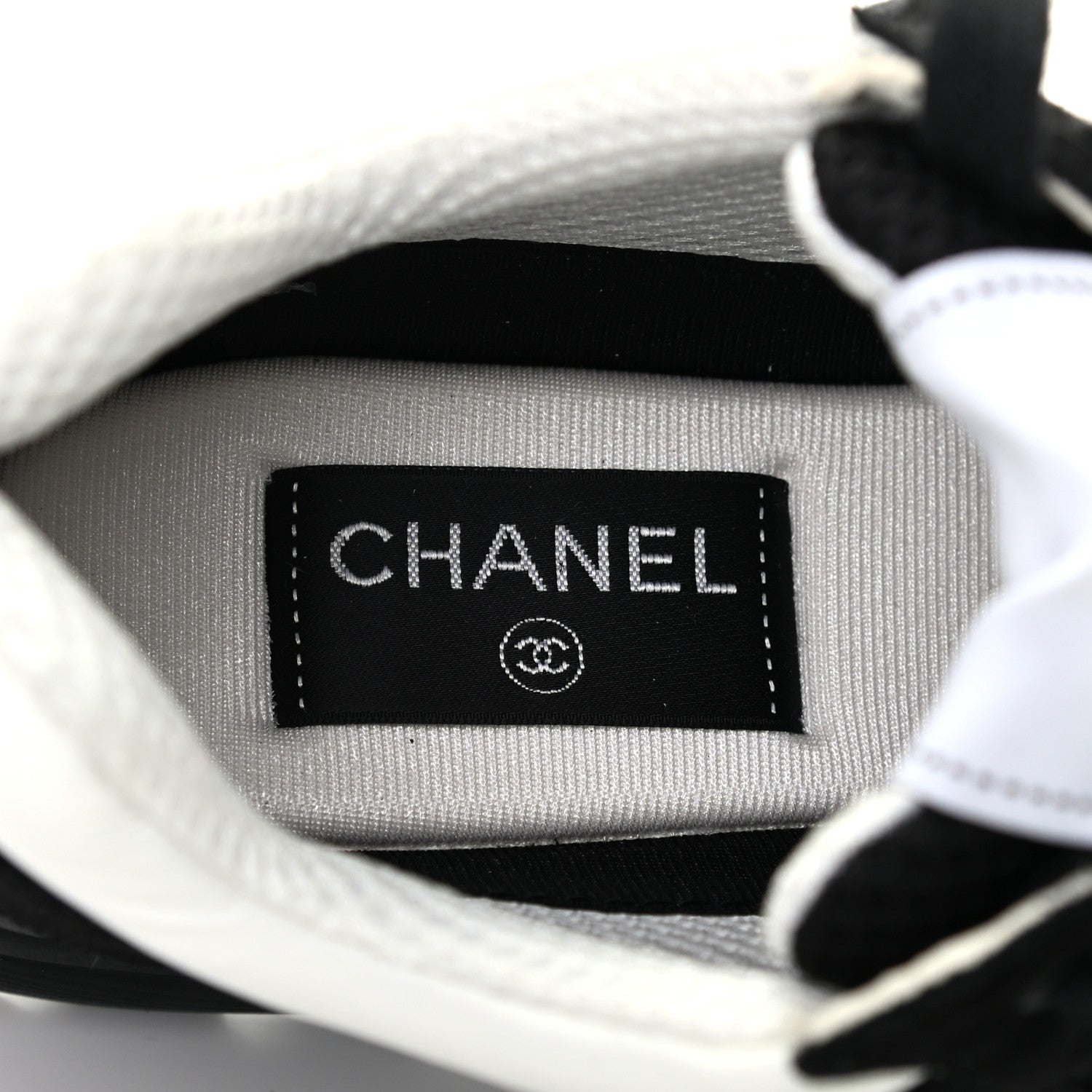 Chanel Mesh Suede Grained Calfskin Womens CC Sneakers 38 Black White 6 of 7